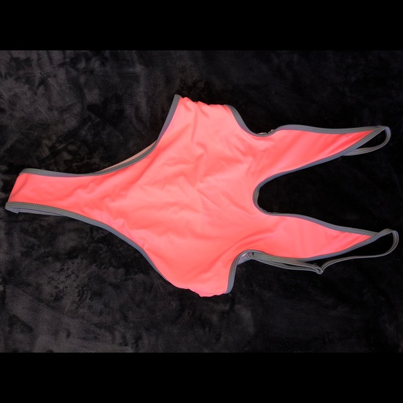 Neon coral thong one piece - Picture 1 of 3
